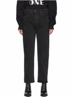 rag & bone Black Straight-Leg High-Rise Jeans